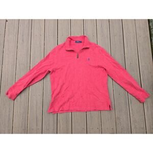 Polo Ralph Lauren Men’s Large Red 1/4 Zip Pullover Sweatshirt Jacket Knit Top